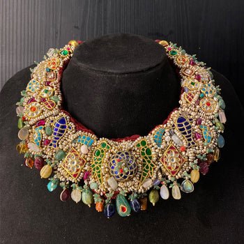 Kamya gold-tone silver bridal necklace by Motifs