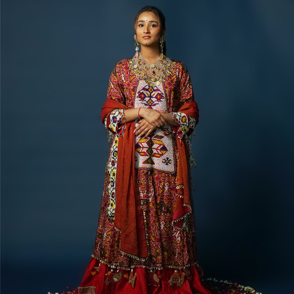 Pratika patola silk kurta with moti work - My Motifs