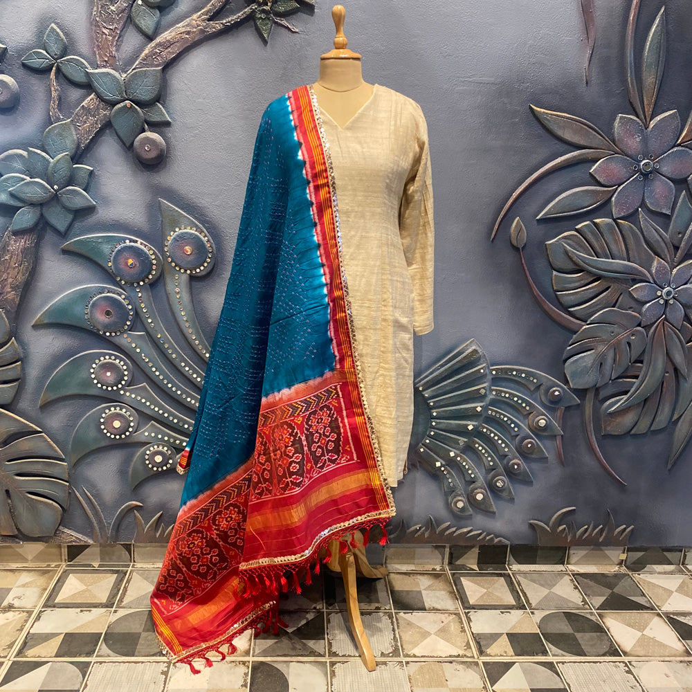 Sulav Bandhni and ikat dupatta - My Motifs