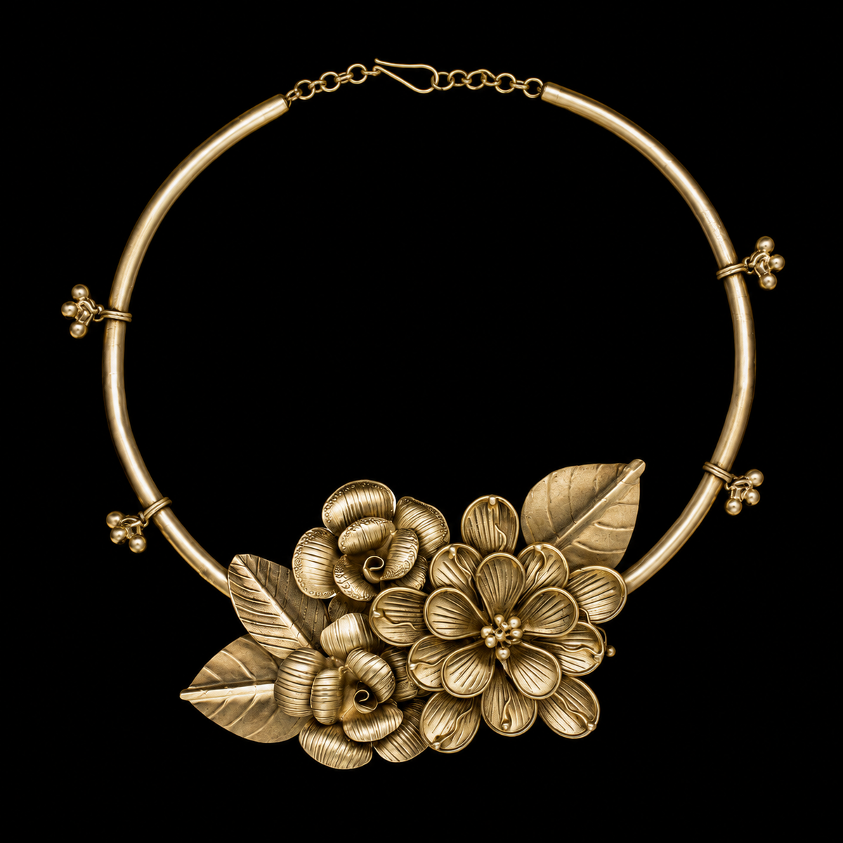 Metallic Rose Bloom – handcrafted 92.5 sterling silver necklace by My Motifs