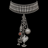 Silver Tribal Choker With Latkans – handcrafted 92.5 sterling silver choker by My Motifs