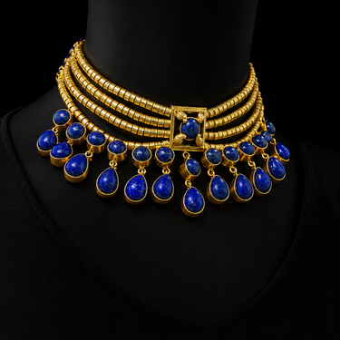 Blue Drop Stone Choker – handcrafted 92.5 sterling silver necklace by My Motifs