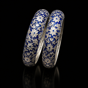 Indigo Meenakari Ethnic Bangles – handcrafted 92.5 sterling silver bangles by My Motifs