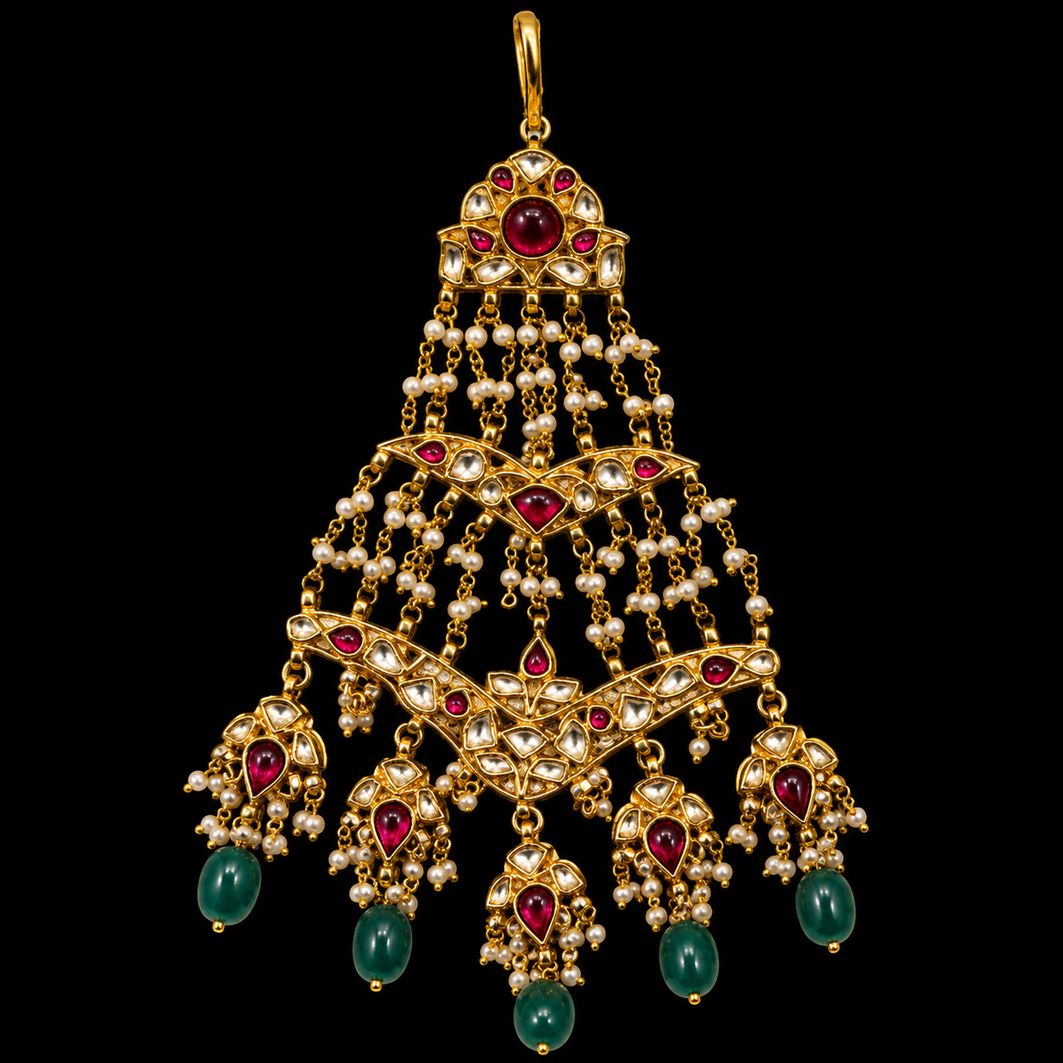 Rangeen Pasa – handcrafted gold-plated 92.5 sterling silver mang tikka by My Motifs