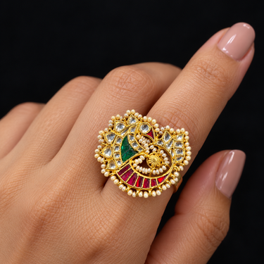 Avyat – handcrafted gold-tone 92.5 sterling silver ring by My Motifs, view 4