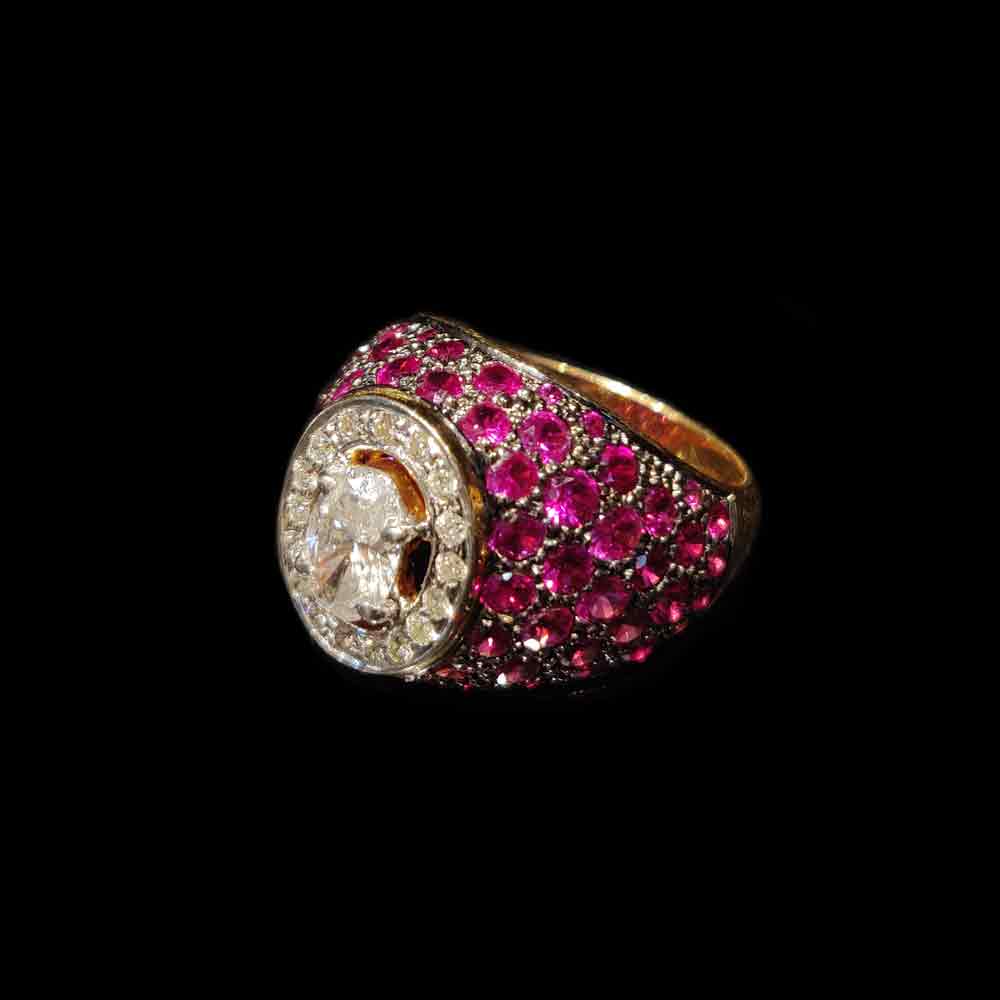 Pink Cocktail Ring – handcrafted 18K gold ring by My Motifs