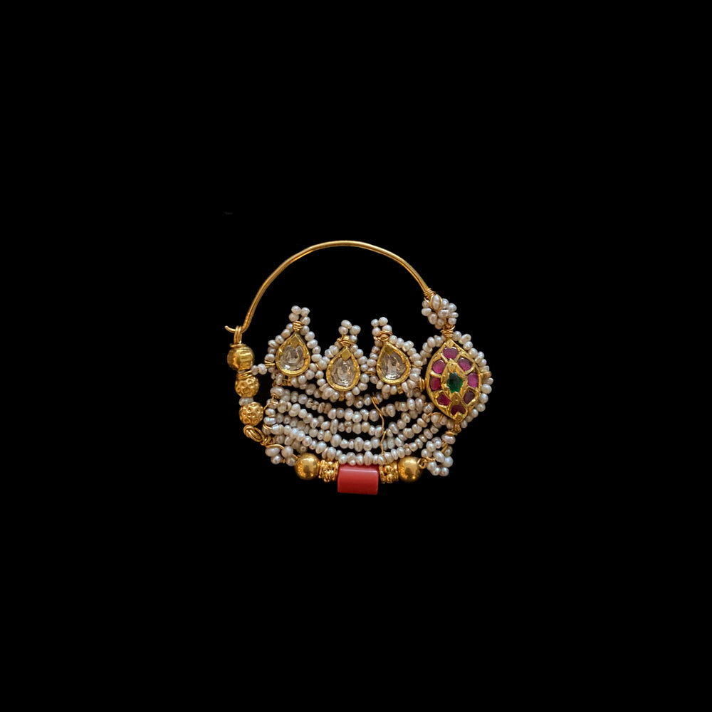 Advait – handcrafted 22K gold nose pin by My Motifs
