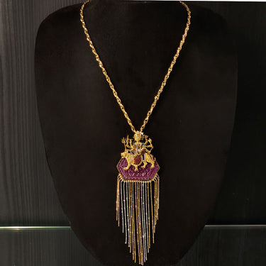 Durga Maa Necklace With Tassels – handcrafted 18K gold necklace by My Motifs