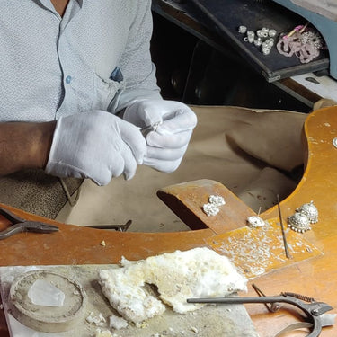The making of Motifs silver jewellery in the Mumbai workshop