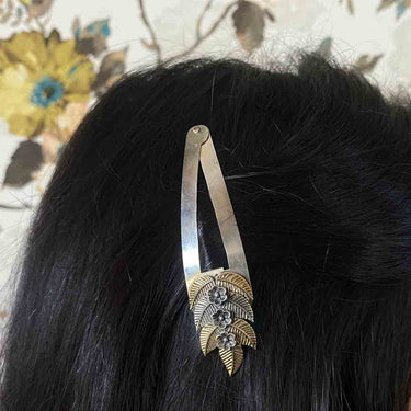 Two Tone Tik Tak Pin – handcrafted dual-tone 92.5 sterling silver hair pin by My Motifs