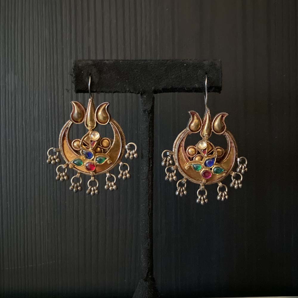 Visah – handcrafted dual-tone 92.5 sterling silver earrings by My Motifs