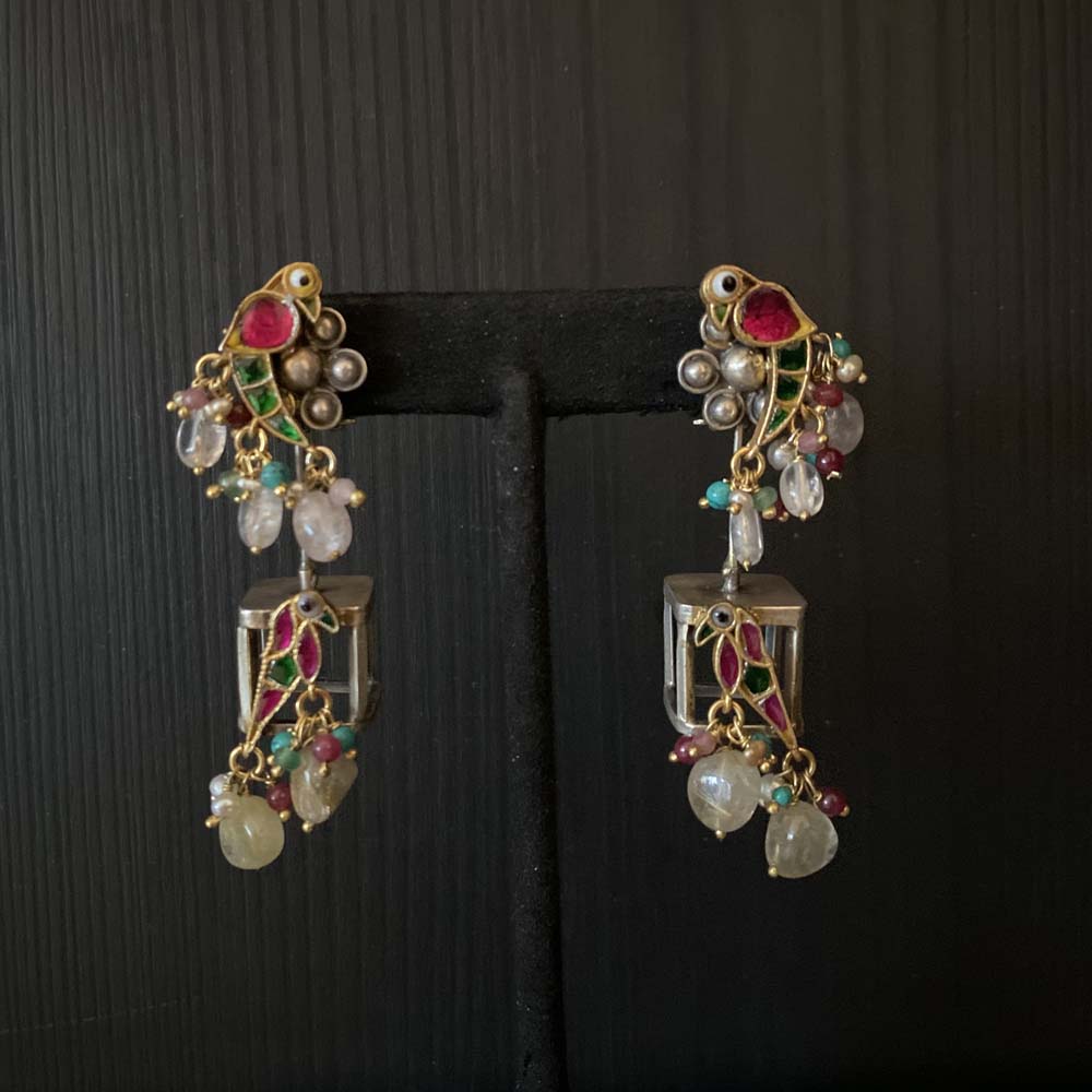 Omsri – handcrafted dual-tone 92.5 sterling silver earrings by My Motifs