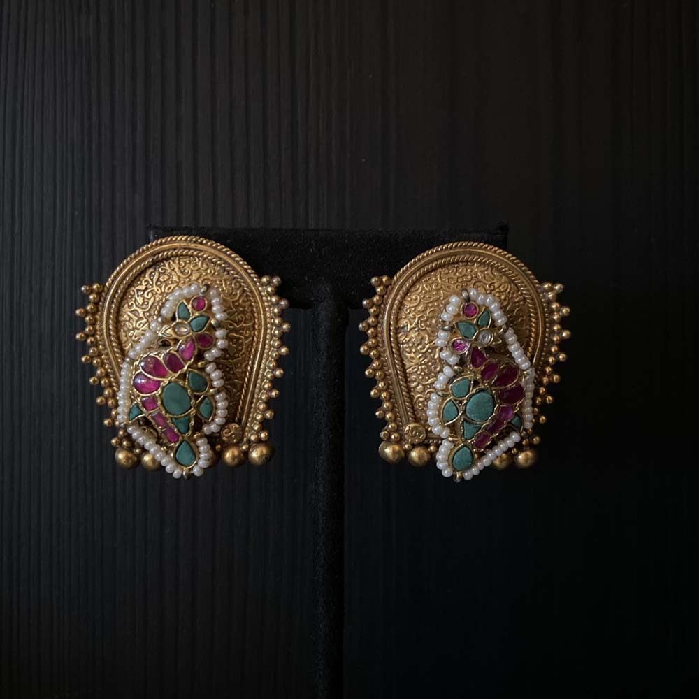 Turta – handcrafted gold-tone 92.5 sterling silver earrings by My Motifs