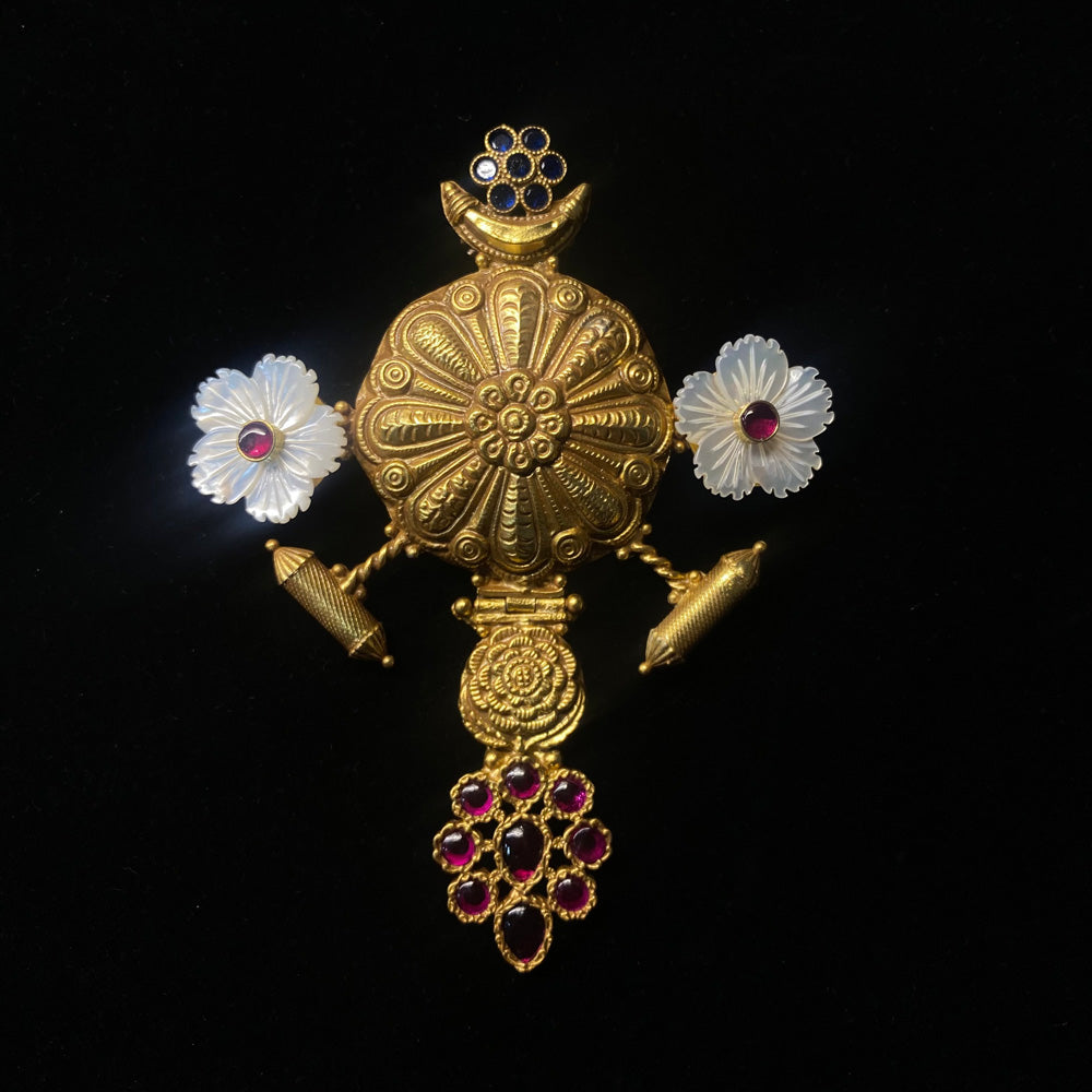 Abher – handcrafted gold-tone 92.5 sterling silver pendant by My Motifs