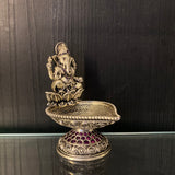 Silver ganesha diya – handcrafted 92.5 sterling silver diya by My Motifs, view 4