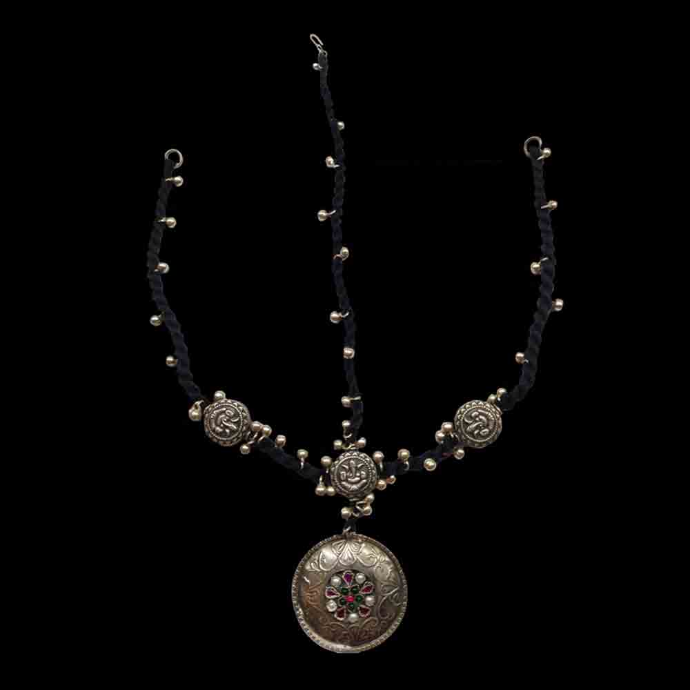 Tribal Silver Matha Patti With Ghungroos – handcrafted 92.5 sterling silver mang tikka by My Motifs