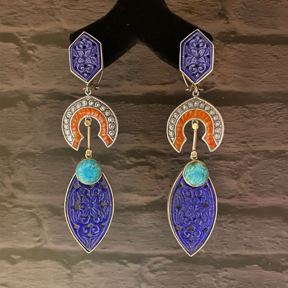 Contrast Stone Earring – handcrafted 92.5 sterling silver earrings by My Motifs