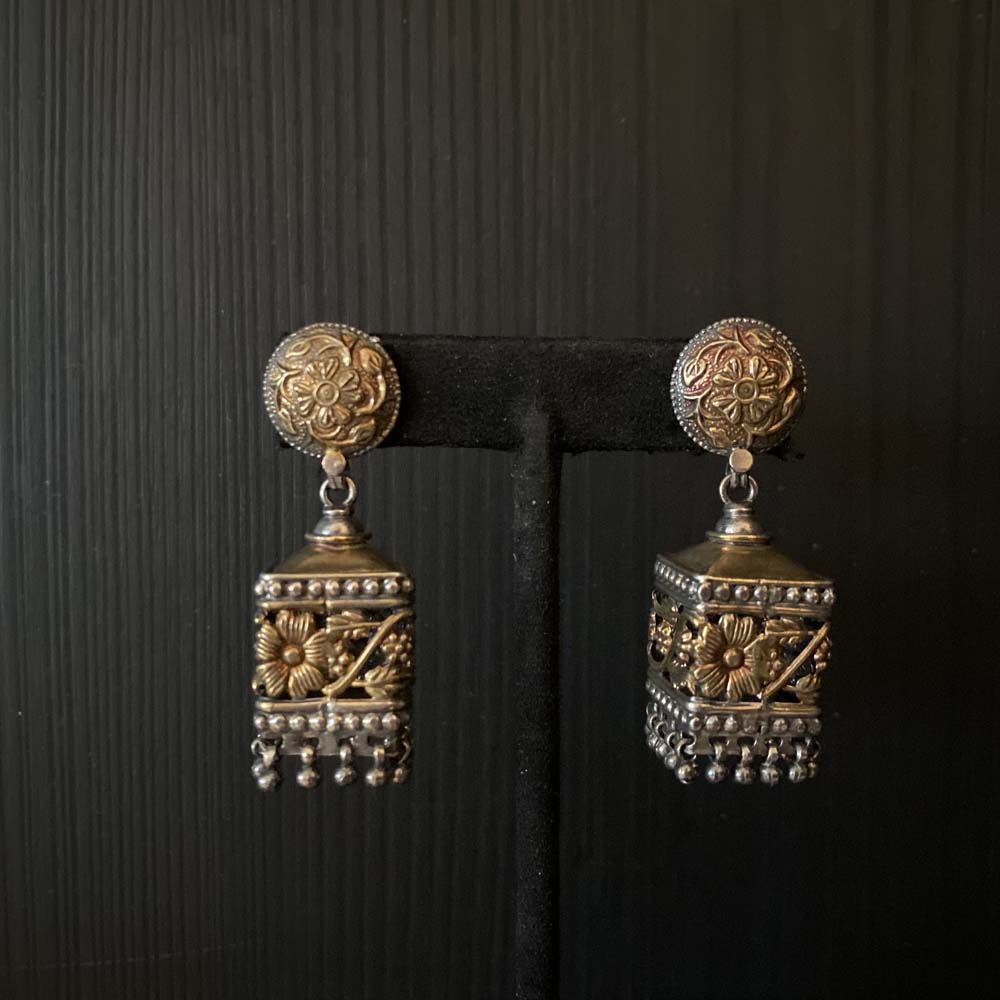 Kabila – handcrafted dual-tone 92.5 sterling silver earrings by My Motifs