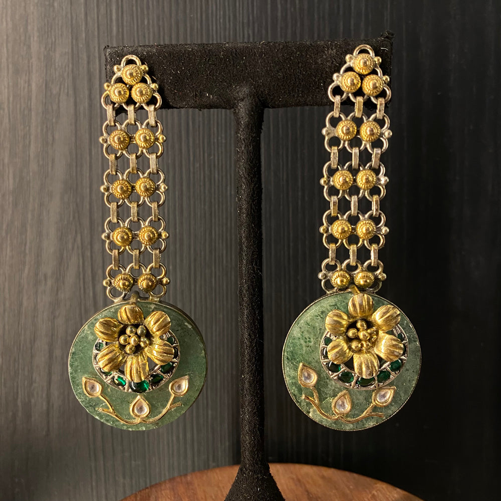 Rayah – handcrafted dual-tone 92.5 sterling silver earrings by My Motifs