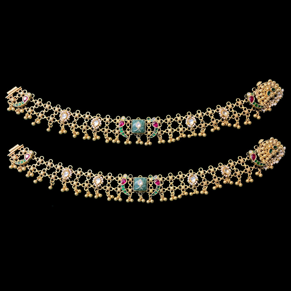 Amala – handcrafted gold-tone 92.5 sterling silver anklet by My Motifs