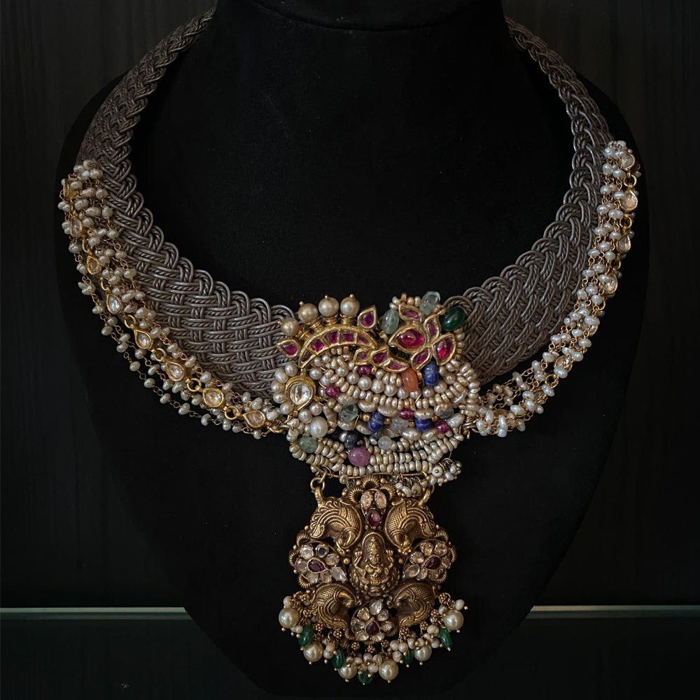 Tatva – handcrafted gold-tone 92.5 sterling silver necklace by My Motifs