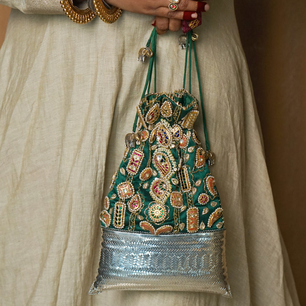 Kalpa – silver potli purse – My Motifs