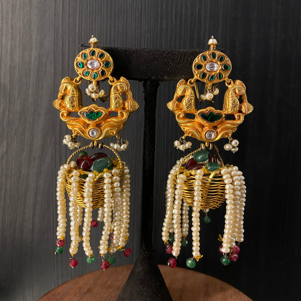 Aksma – handcrafted dual-tone 92.5 sterling silver earrings by My Motifs