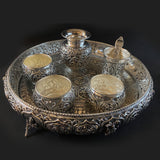 Antique Silver Thaali – handcrafted 92.5 sterling silver pooja thaali by My Motifs