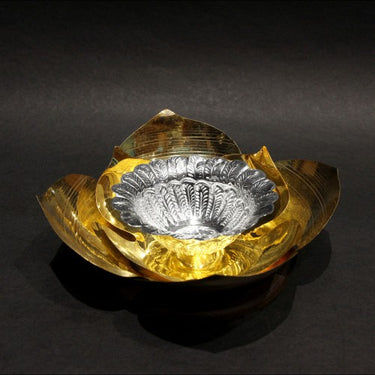 Dual Tone Floral Diya – dual-tone flower-shaped diya with layered petal detailing – My Motifs