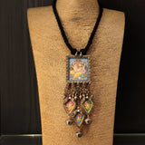 Lord Ganesh Square Pendant With Ghungroo Necklace – handcrafted 92.5 sterling silver pendant by My Motifs