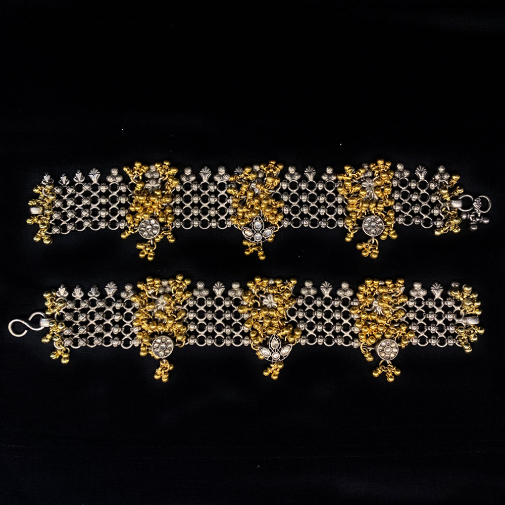 Lakshya – handcrafted dual-tone 92.5 sterling silver anklet by My Motifs