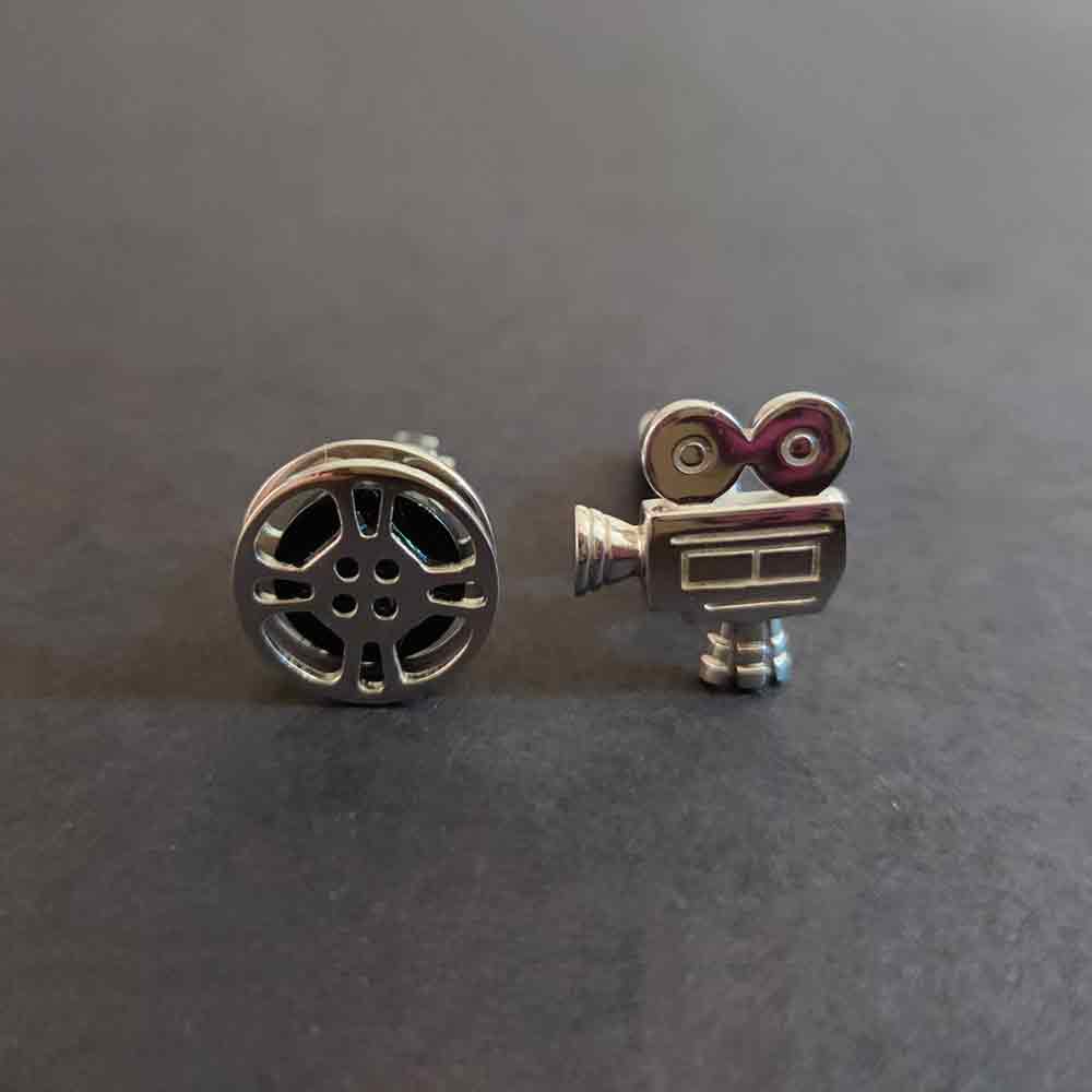 Lights Camera Action Cuff-Links Button – handcrafted 92.5 sterling silver cufflinks by My Motifs