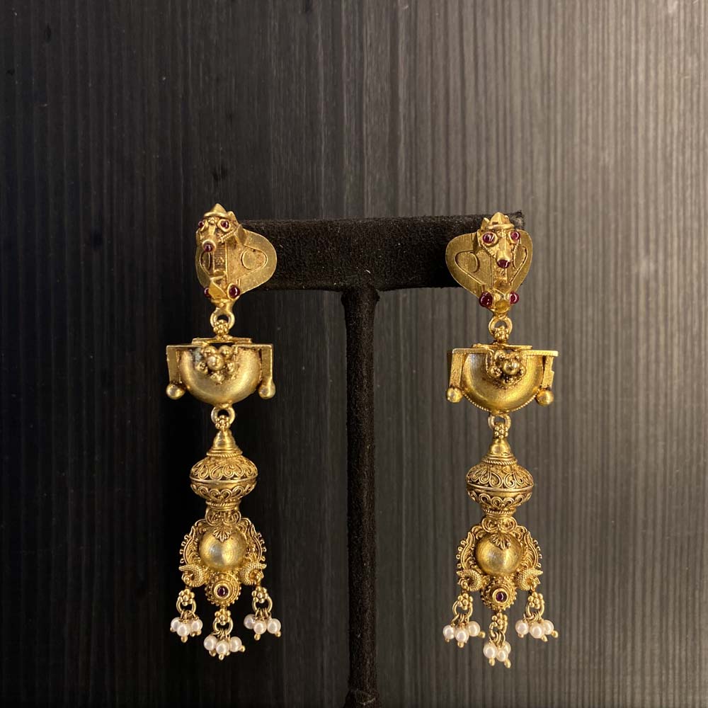Prtha – handcrafted gold-tone 92.5 sterling silver earrings by My Motifs