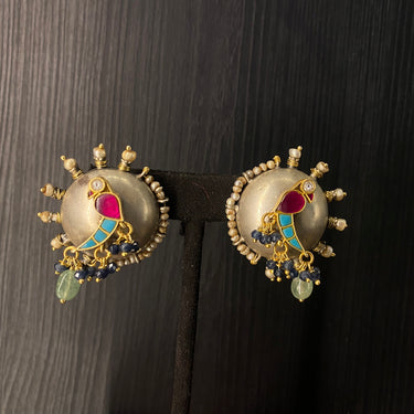 Akrur – handcrafted dual-tone 92.5 sterling silver earrings by My Motifs