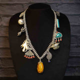 Multi Charm Short Necklace – handcrafted dual-tone 92.5 sterling silver necklace by My Motifs
