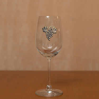 Silver Grape Motif Glass – wine glass with handcrafted silver grape motif by My Motifs