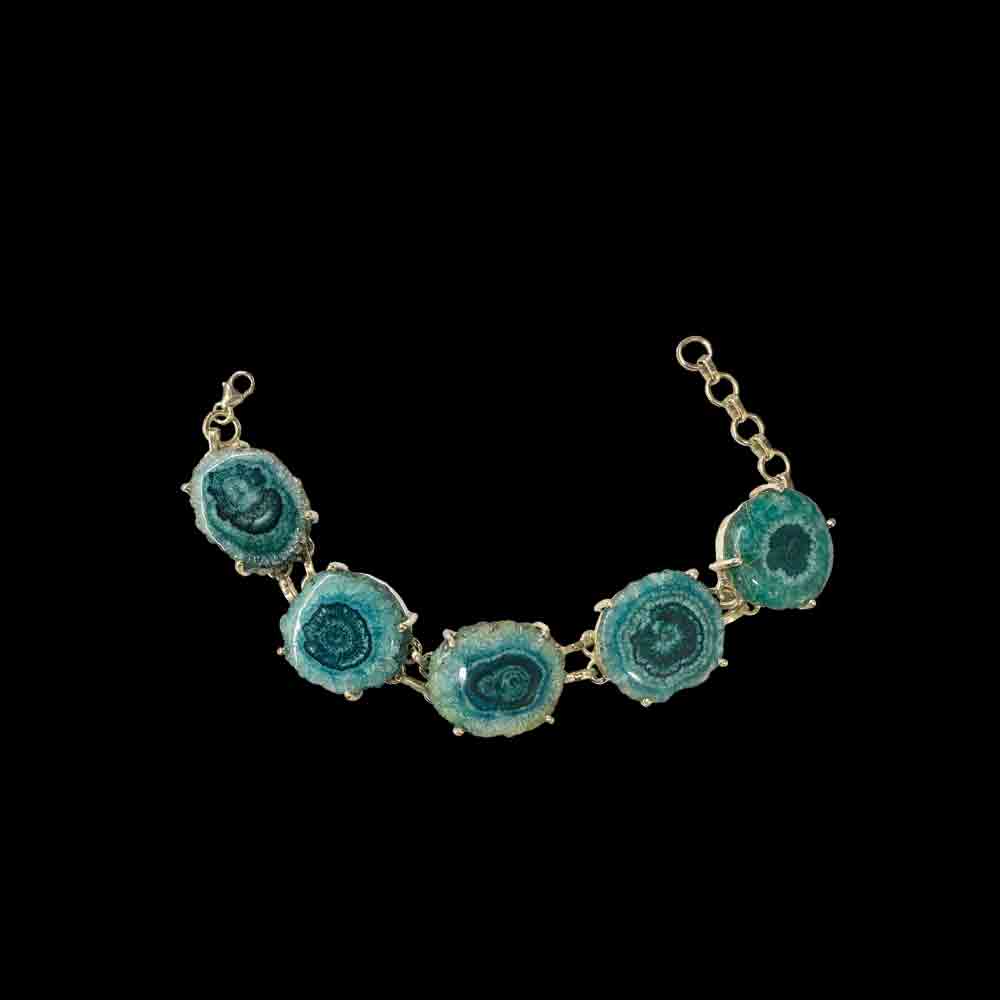 Aqua Blue Agate Bracelet – handcrafted 92.5 sterling silver bracelet by My Motifs