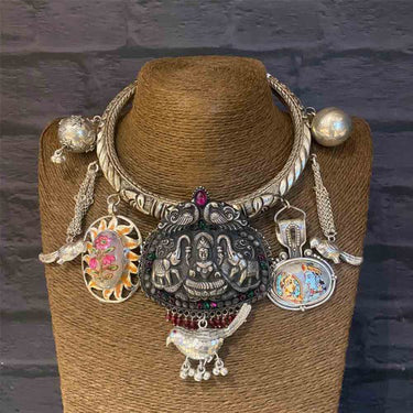Goddess Inspired Choker – handcrafted oxidised 92.5 sterling silver necklace by My Motifs