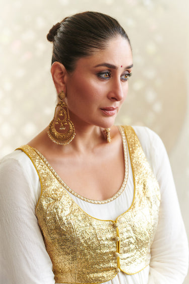 Misba – handcrafted gold-tone 92.5 sterling silver earrings by My Motifs, view 2