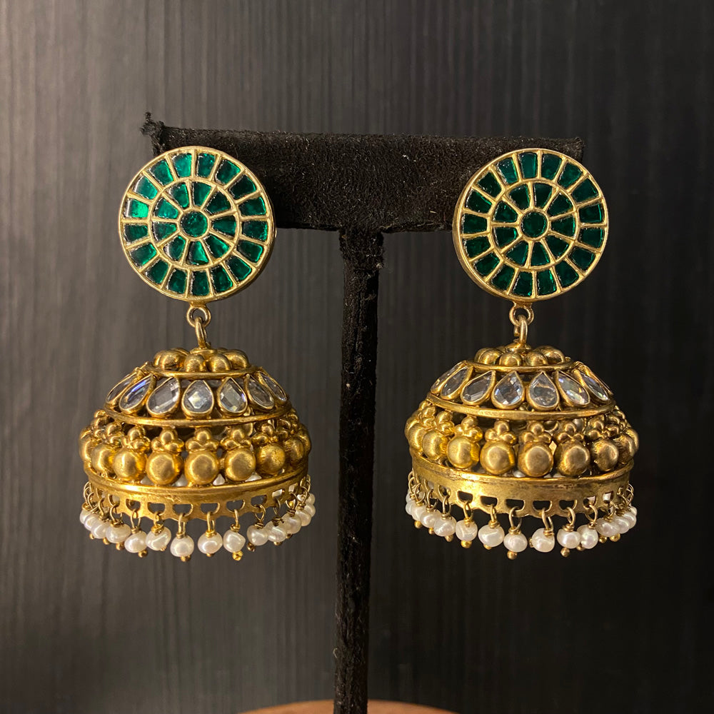 Sanra – handcrafted dual-tone 92.5 sterling silver earrings by My Motifs