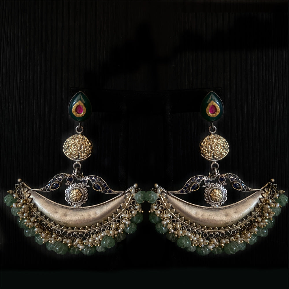 Yasti – handcrafted dual-tone 92.5 sterling silver earrings by My Motifs