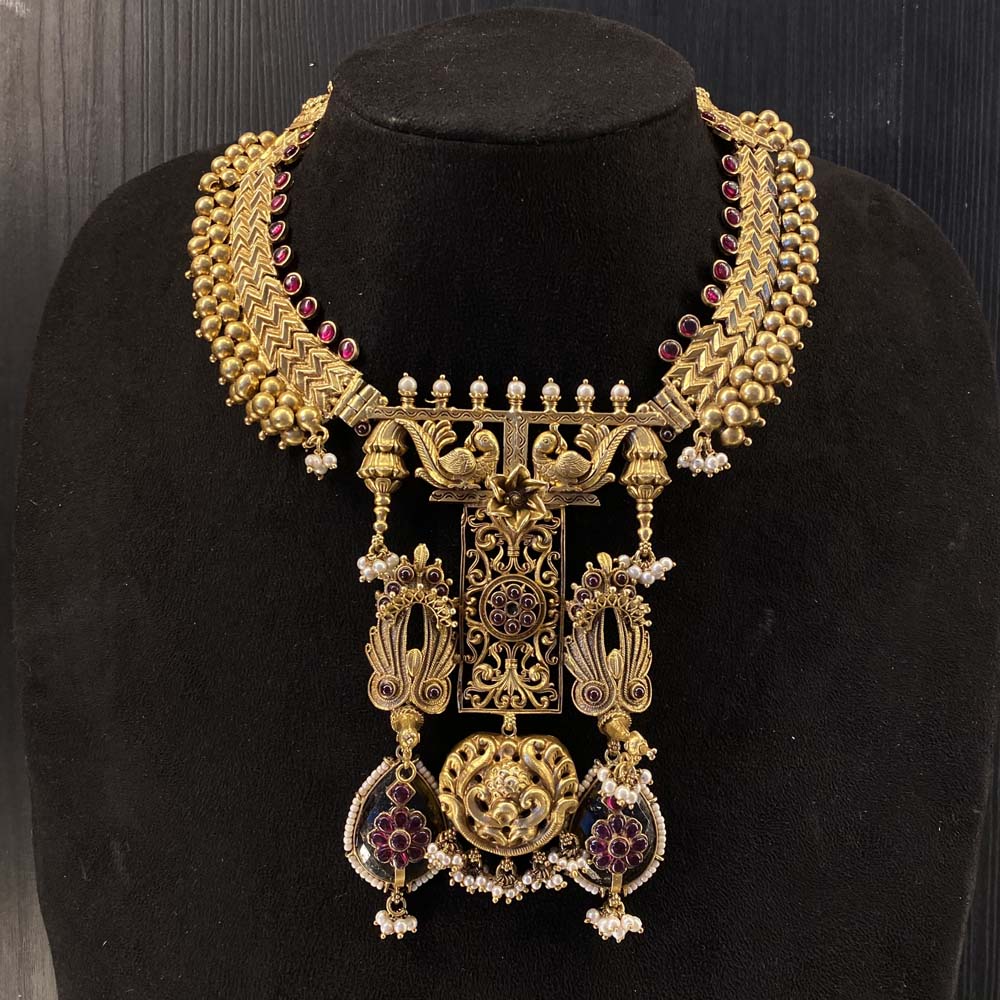 Savidya – handcrafted gold-tone 92.5 sterling silver necklace by My Motifs