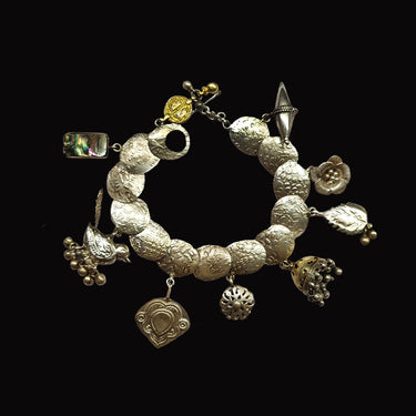 Circular Silver Bracelet With Charms – handcrafted 92.5 sterling silver bracelet by My Motifs