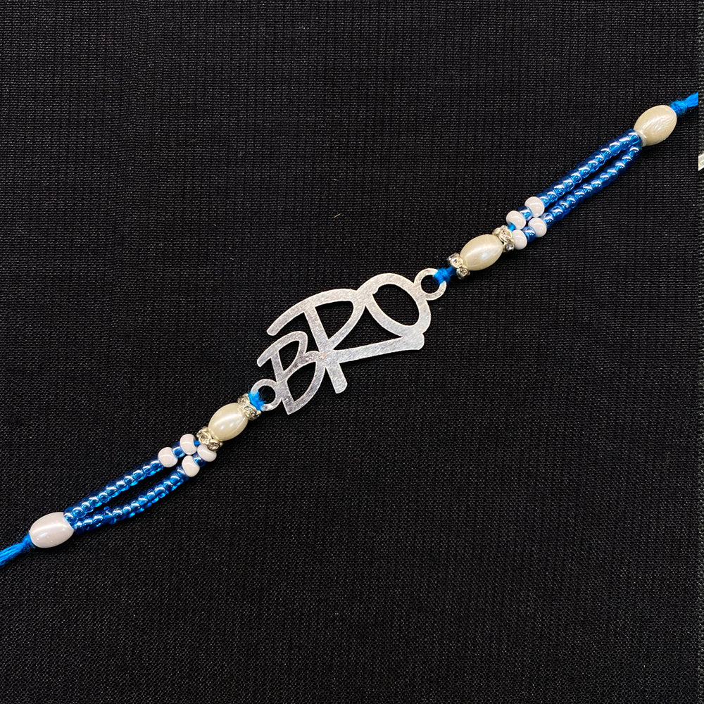 Blue And White Rakhi – handcrafted 92.5 sterling silver rakhi by My Motifs