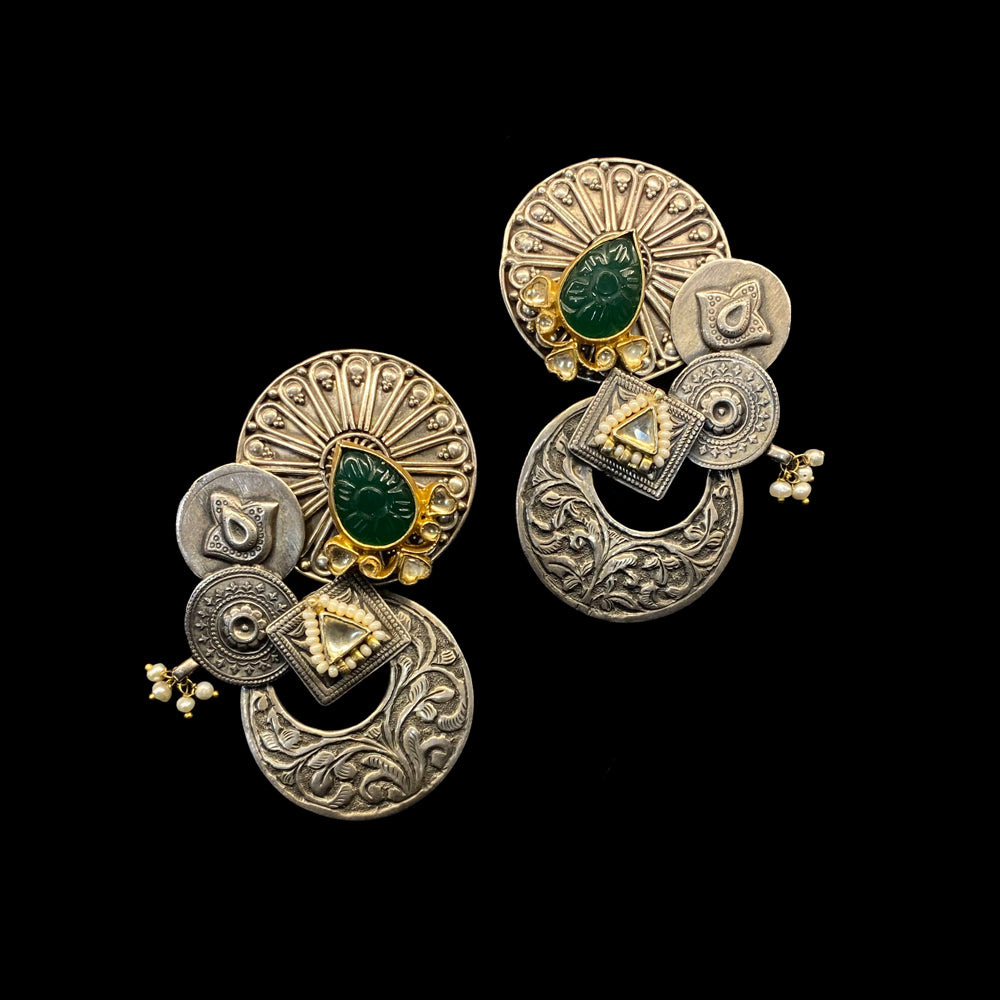 Myan – handcrafted dual-tone 92.5 sterling silver earrings by My Motifs