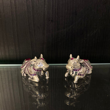 Silver miniature cow – handcrafted 92.5 sterling silver figurine by My Motifs, view 2