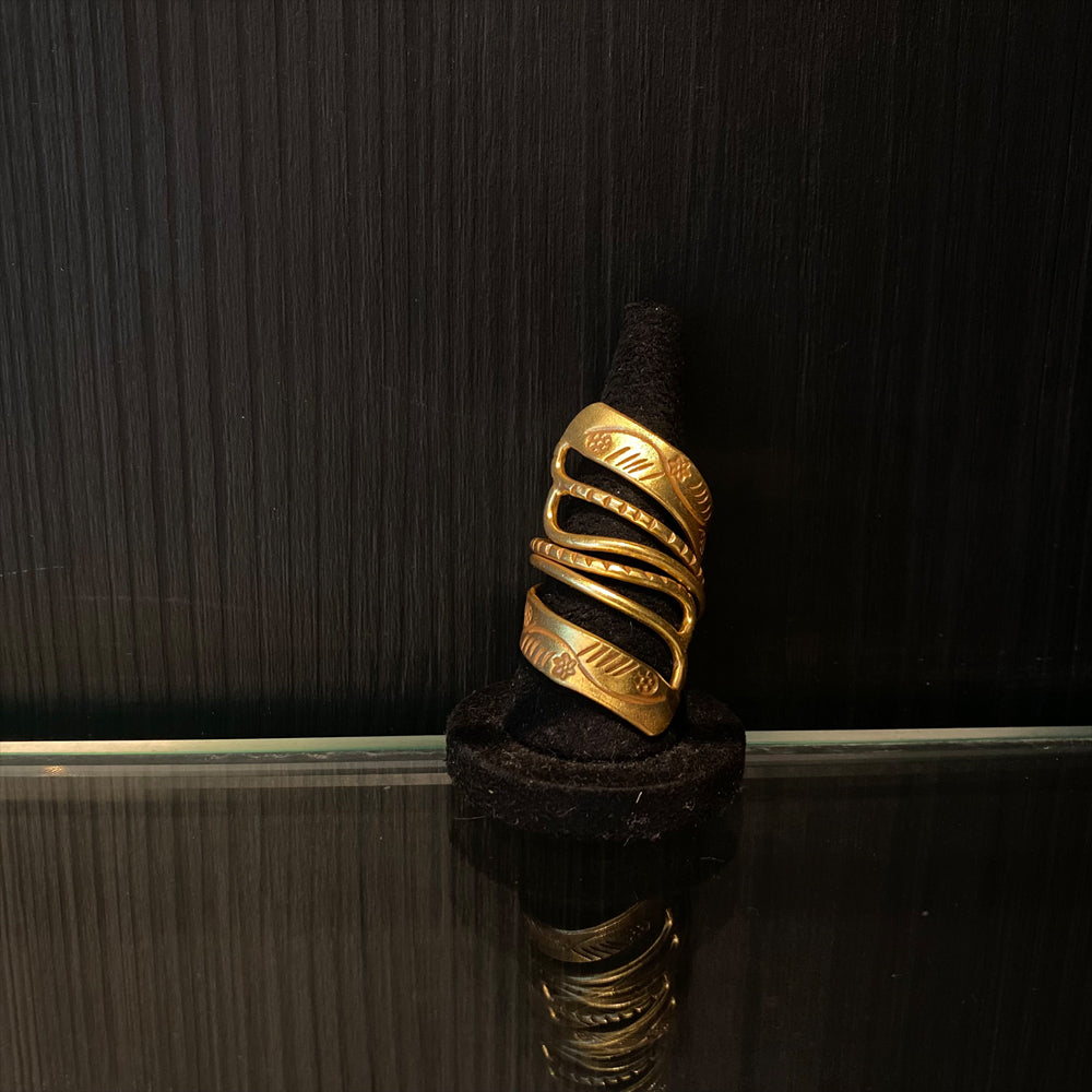 Kshiraj – handcrafted gold-tone 92.5 sterling silver ring by My Motifs
