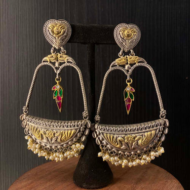 Arsh – handcrafted dual-tone 92.5 sterling silver earrings by My Motifs
