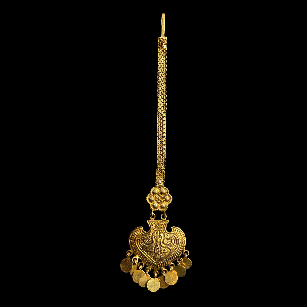 Chandra – gold-tone silver maang tikka with floral motifs – My Motifs
