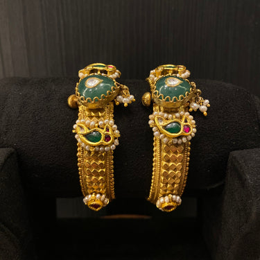 Rena – handcrafted gold-tone 92.5 sterling silver kada by My Motifs, view 5